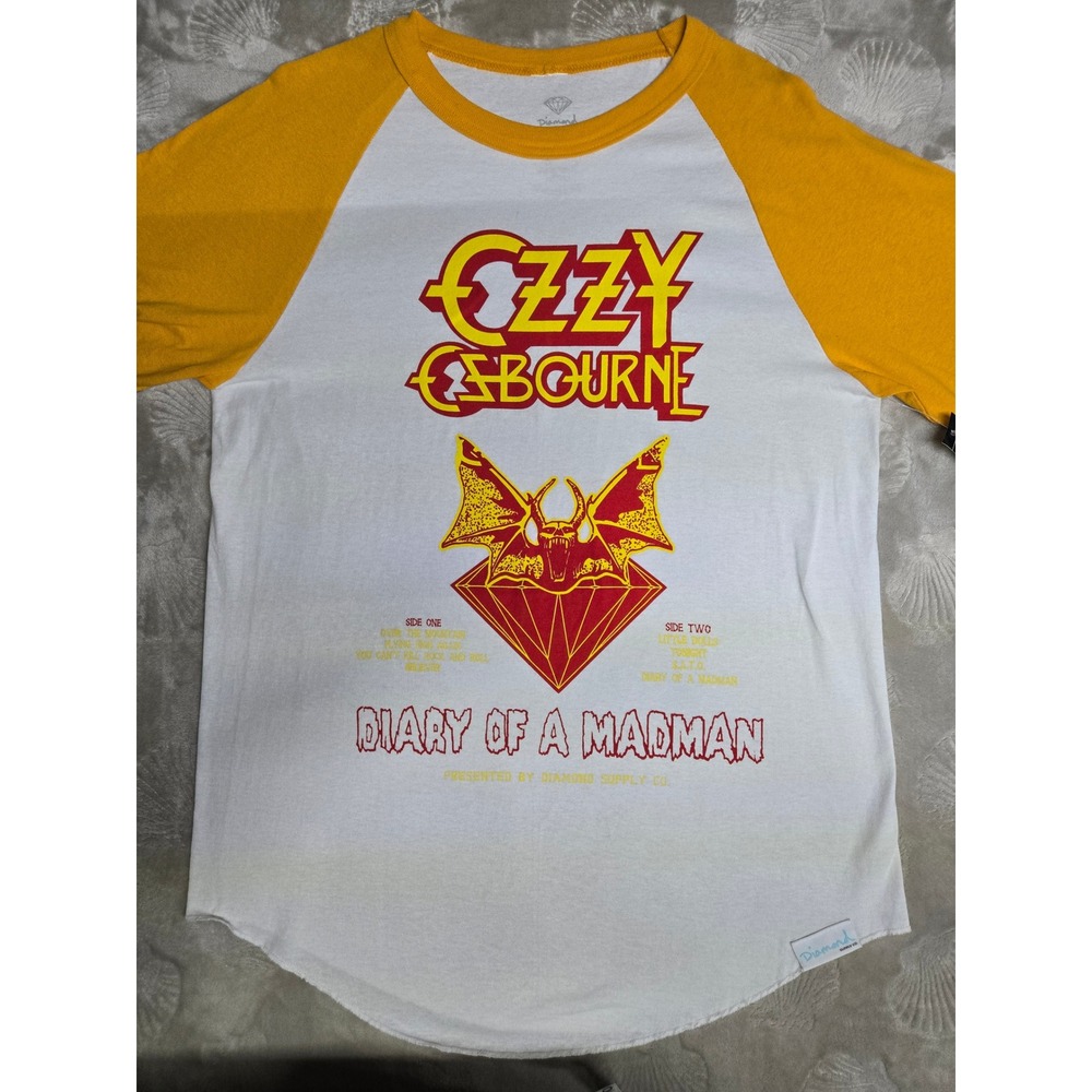 Diamond Supply Co Ozzy Osbourne Diary of a Madman Raglan Tee Yellow White L